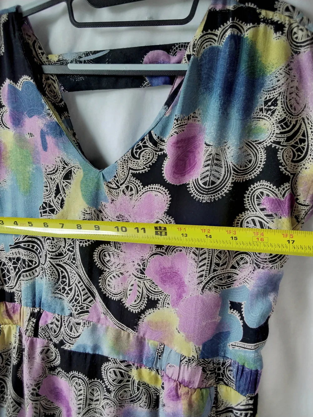 Angie Boho Mini Dress with Pastel Pink, Blue & Yellow Print